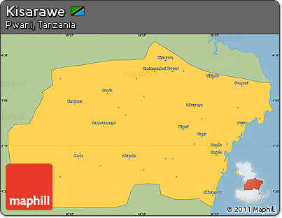 Savanna Style Simple Map of Kisarawe, single color outside