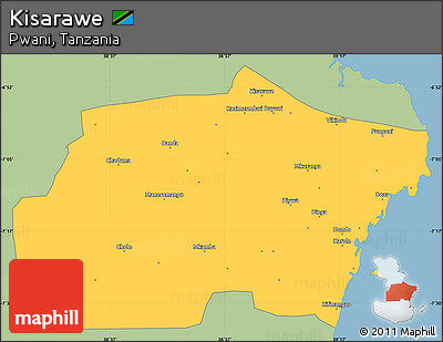 Savanna Style Simple Map of Kisarawe, single color outside