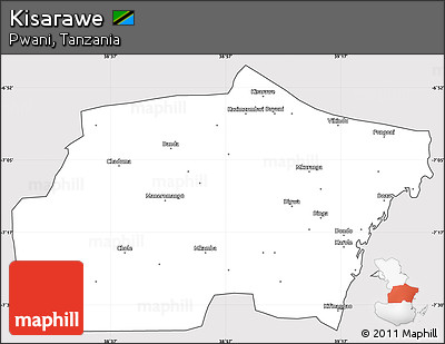 Silver Style Simple Map of Kisarawe, cropped outside