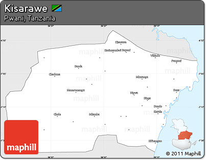 Silver Style Simple Map of Kisarawe, single color outside
