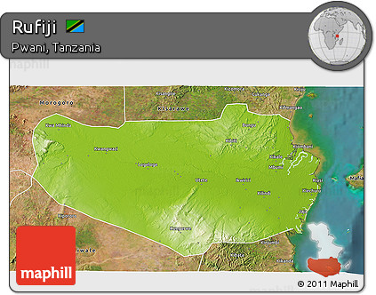 Physical 3D Map of Rufiji, satellite outside
