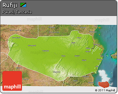 Physical 3D Map of Rufiji, satellite outside