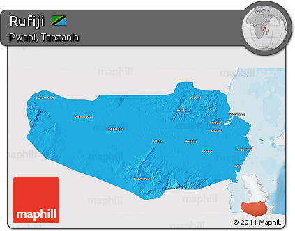 Political 3D Map of Rufiji, single color outside