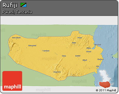 Savanna Style 3D Map of Rufiji, single color outside