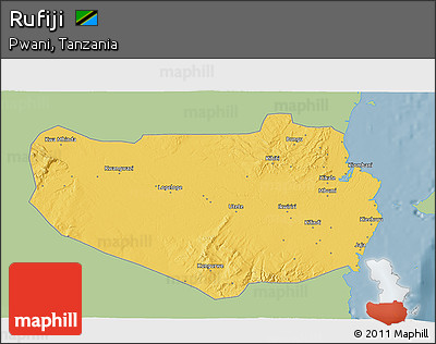 Savanna Style 3D Map of Rufiji, single color outside