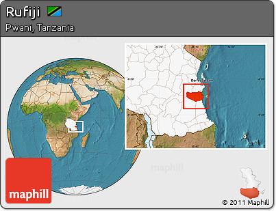 Satellite Location Map of Rufiji, highlighted country