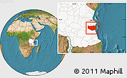Satellite Location Map of Rufiji, highlighted country