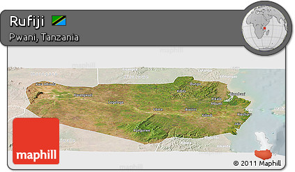 Satellite Panoramic Map of Rufiji, lighten