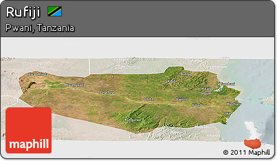Satellite Panoramic Map of Rufiji, lighten