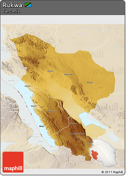 Physical 3D Map of Rukwa, lighten