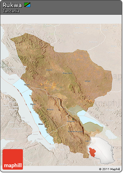 Satellite 3D Map of Rukwa, lighten