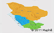 Political Panoramic Map of Rukwa, cropped outside