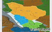 Political Panoramic Map of Rukwa, darken