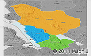 Political Panoramic Map of Rukwa, desaturated