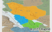 Political Panoramic Map of Rukwa, semi-desaturated