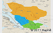Political Panoramic Map of Rukwa, shaded relief outside