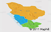 Political Panoramic Map of Rukwa, single color outside