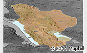 Satellite Panoramic Map of Rukwa, darken, desaturated