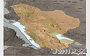 Satellite Panoramic Map of Rukwa, darken, semi-desaturated