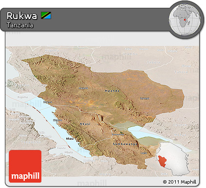 Satellite Panoramic Map of Rukwa, lighten