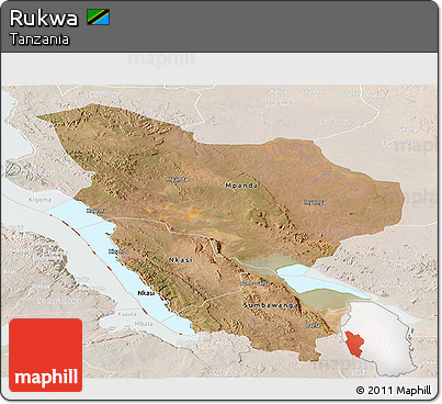 Satellite Panoramic Map of Rukwa, lighten