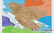 Satellite Panoramic Map of Rukwa, political shades outside