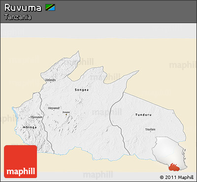 Classic Style 3D Map of Ruvuma, single color outside