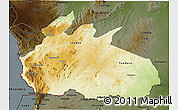 Physical 3D Map of Ruvuma, darken