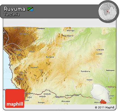 Physical 3D Map of Ruvuma