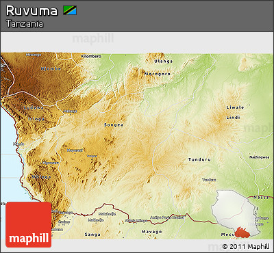 Physical 3D Map of Ruvuma