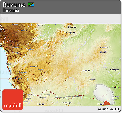 Physical 3D Map of Ruvuma