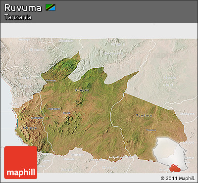 Satellite 3D Map of Ruvuma, lighten