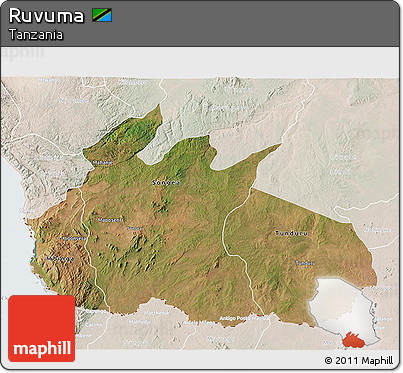 Satellite 3D Map of Ruvuma, lighten