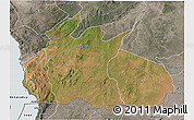 Satellite 3D Map of Ruvuma, semi-desaturated