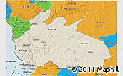 Shaded Relief 3D Map of Ruvuma, political outside