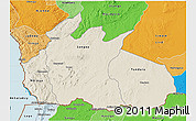 Shaded Relief 3D Map of Ruvuma, political shades outside
