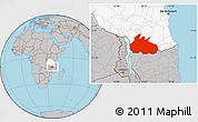 Gray Location Map of Ruvuma, highlighted country