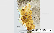 Physical 3D Map of Mbinga, semi-desaturated