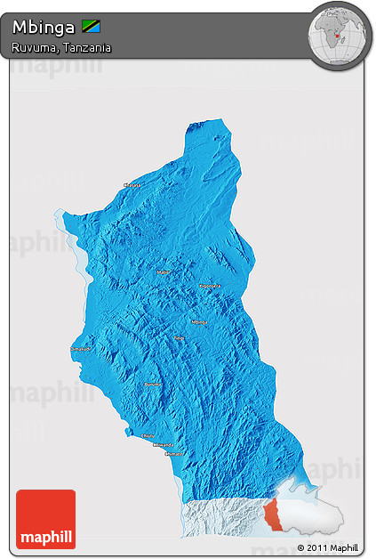 Political 3D Map of Mbinga, single color outside