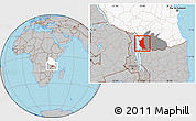 Gray Location Map of Mbinga, highlighted country, highlighted parent region