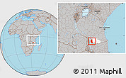 Gray Location Map of Mbinga, highlighted parent region, within the entire country