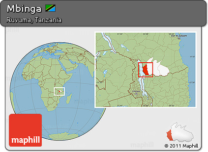 Savanna Style Location Map of Mbinga, highlighted parent region
