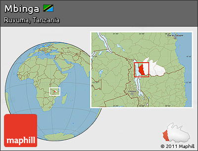 Savanna Style Location Map of Mbinga, highlighted parent region