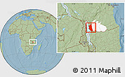 Savanna Style Location Map of Mbinga, highlighted parent region, hill shading