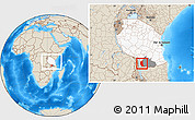Shaded Relief Location Map of Mbinga, highlighted country, highlighted parent region, within the entire country