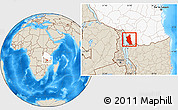 Shaded Relief Location Map of Mbinga, highlighted country