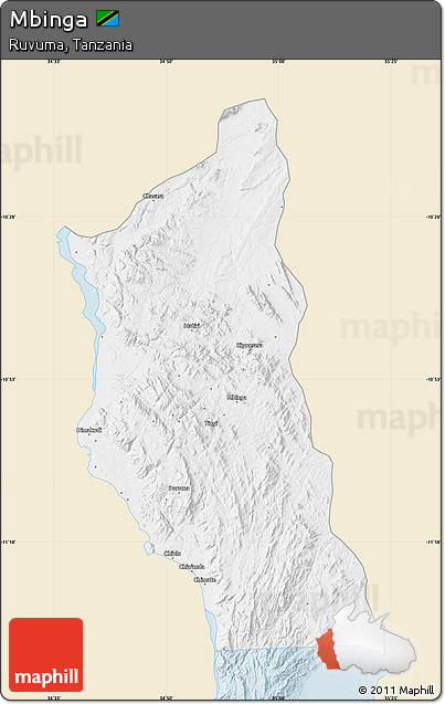 Classic Style Map of Mbinga, single color outside