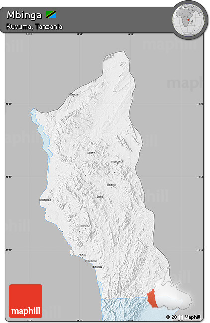 Gray Map of Mbinga, single color outside