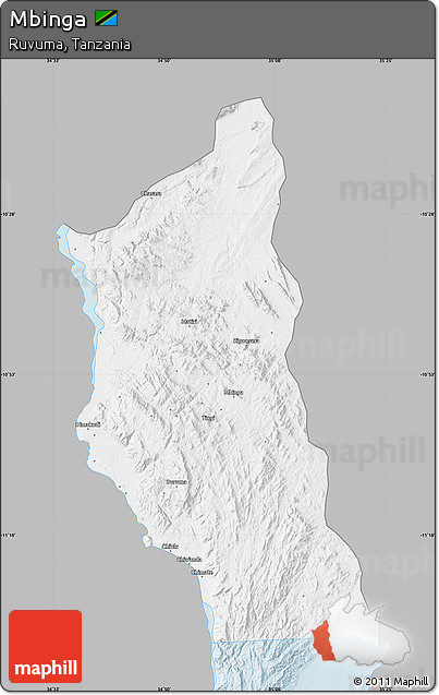 Gray Map of Mbinga, single color outside