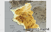 Physical Panoramic Map of Mbinga, darken, semi-desaturated